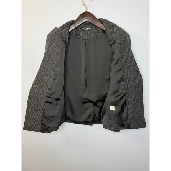 Central Park West Clarke Tweed Double Breasted Blazer Women's M Charcoal Black - Picture 13 of 15